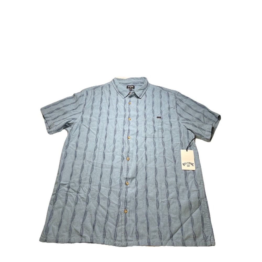 Billabong Sundays Jacquard Button Up Mens XL Blue Geometric Surf Camp‎ Shirt